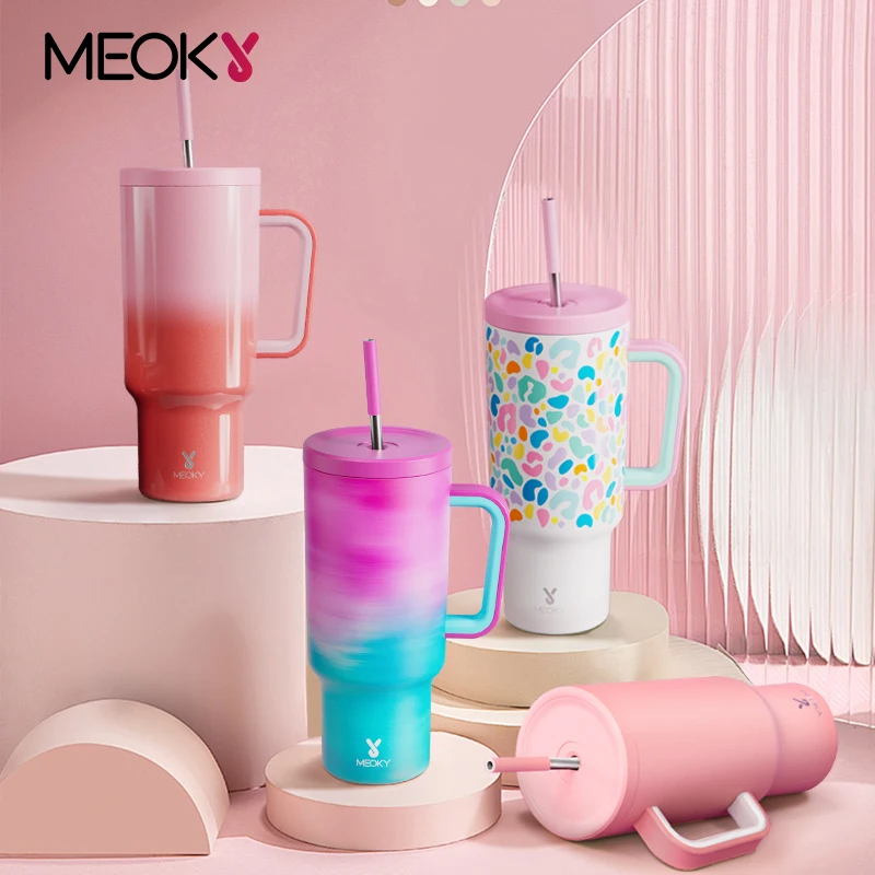 

Meoky 40oz Cup Stainless Steel Vacuum Cup Large Tumbler with Lid Water Bottle Insulated Coffee Thermal Car Mug Drink ware