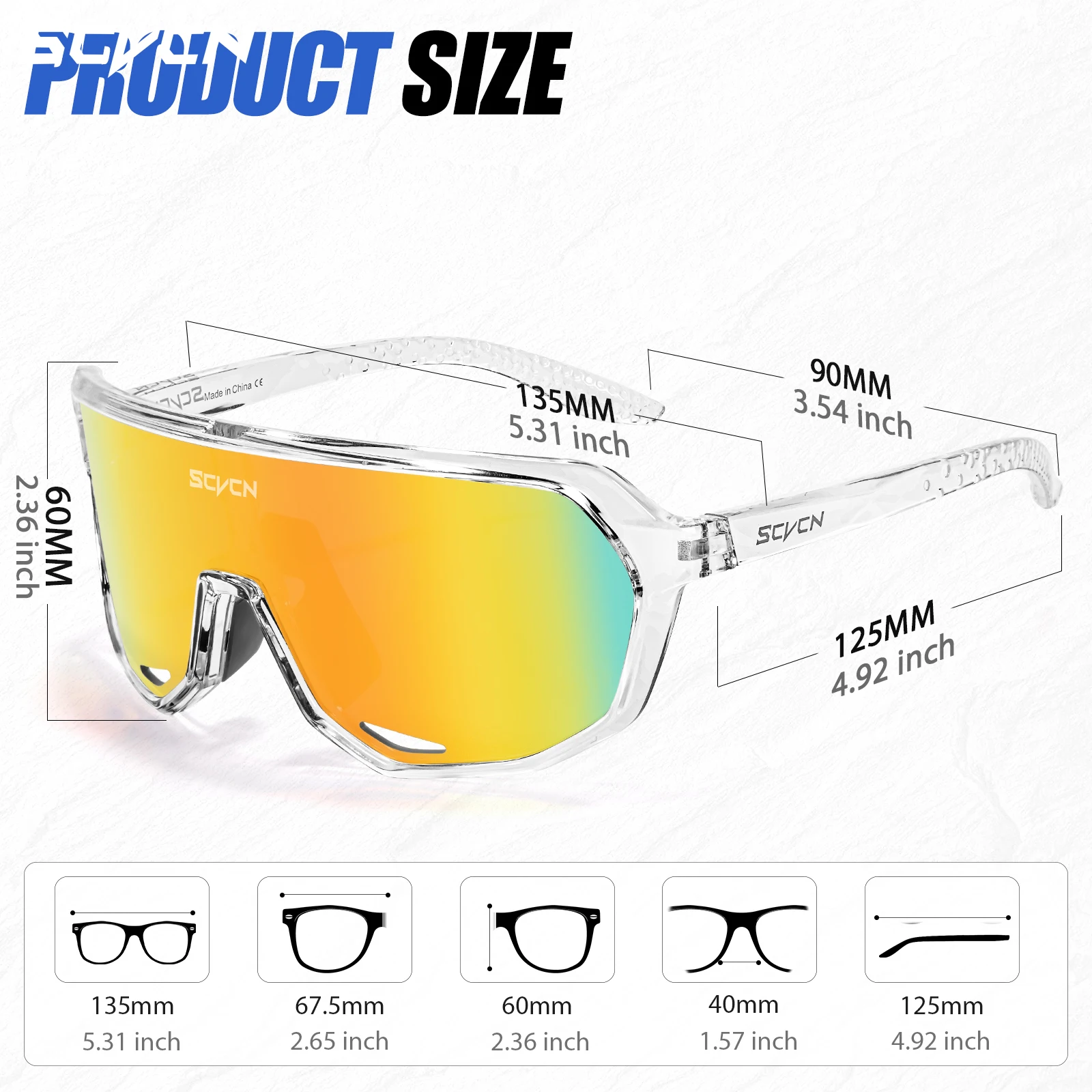 SCVCN Photochromic Sunglasses for Men Sports UV400 Cycling Glasses MTB Bike Road Bicycle Cycle Goggles Hunting Driving Eyewear