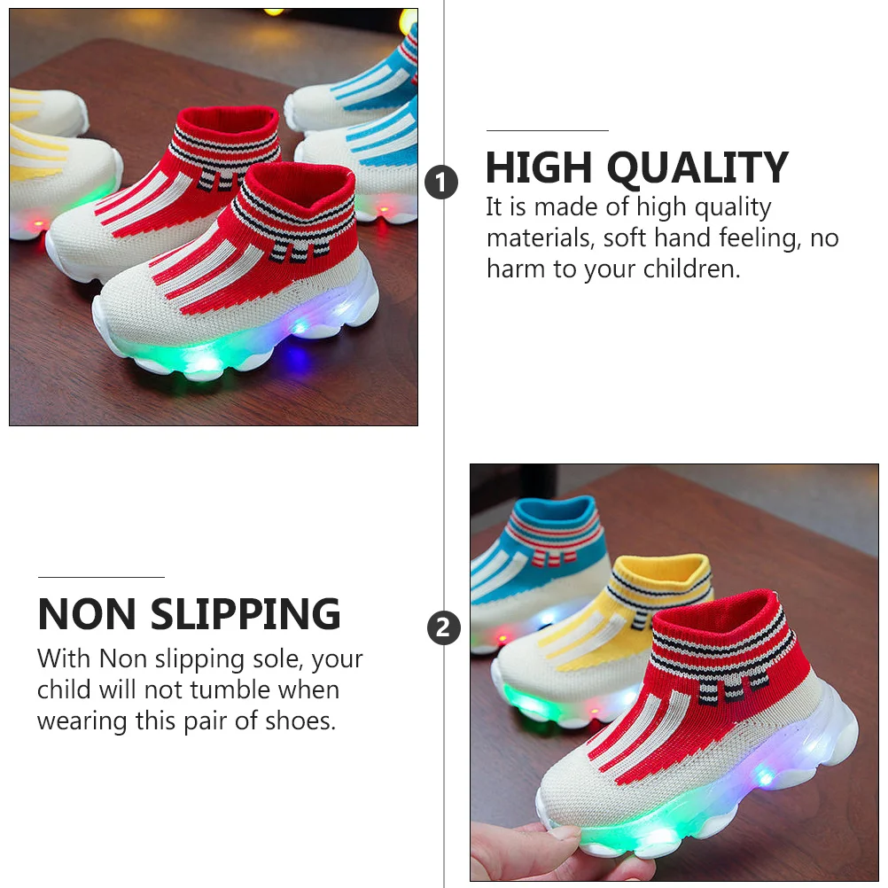 

1Pair Kids Light Up Shoes Creative Design Material Handfeeling Indoor Outdoor Boys Light Up Shoes
