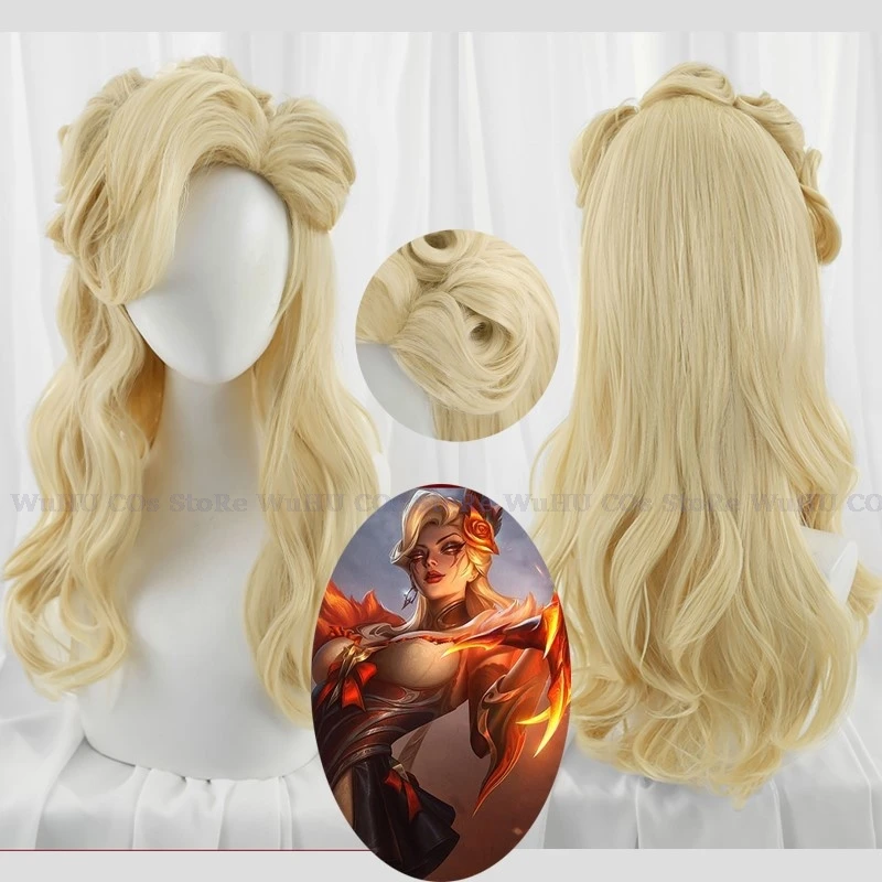 Game LOL Western Magic Shadow Evelynn Cosplay Wig 55cm Blonde Women Cosplay Wig Heat Resistant Synthetic Hair