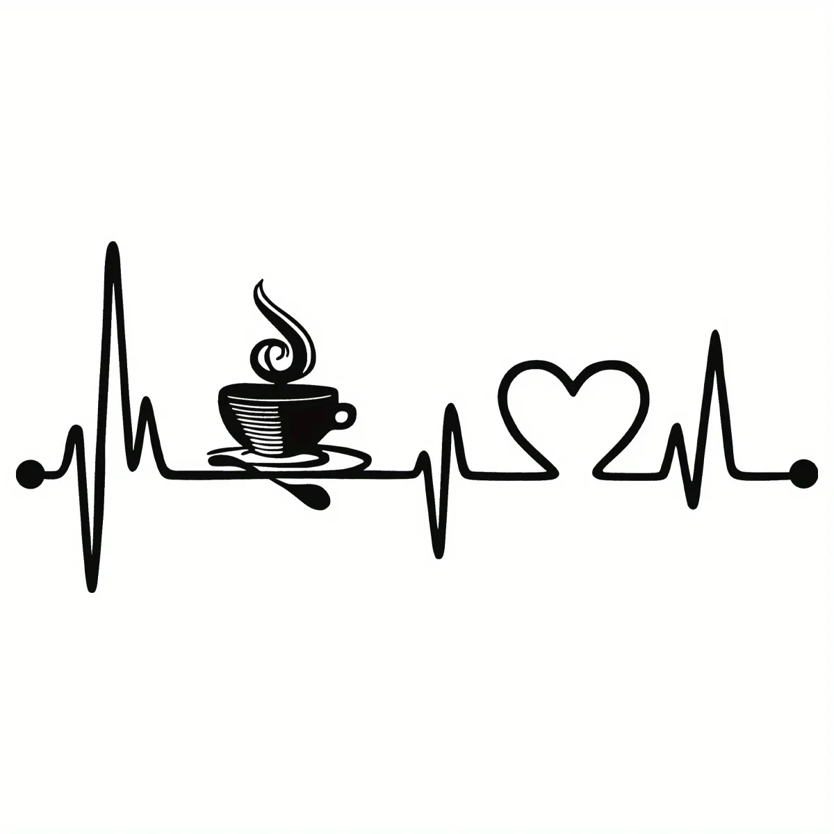Vintage metal wall sign with heartbeat, cute home and bar coffee decoration, perfect gift for coffee lovers, one-piece kitchen coffee art