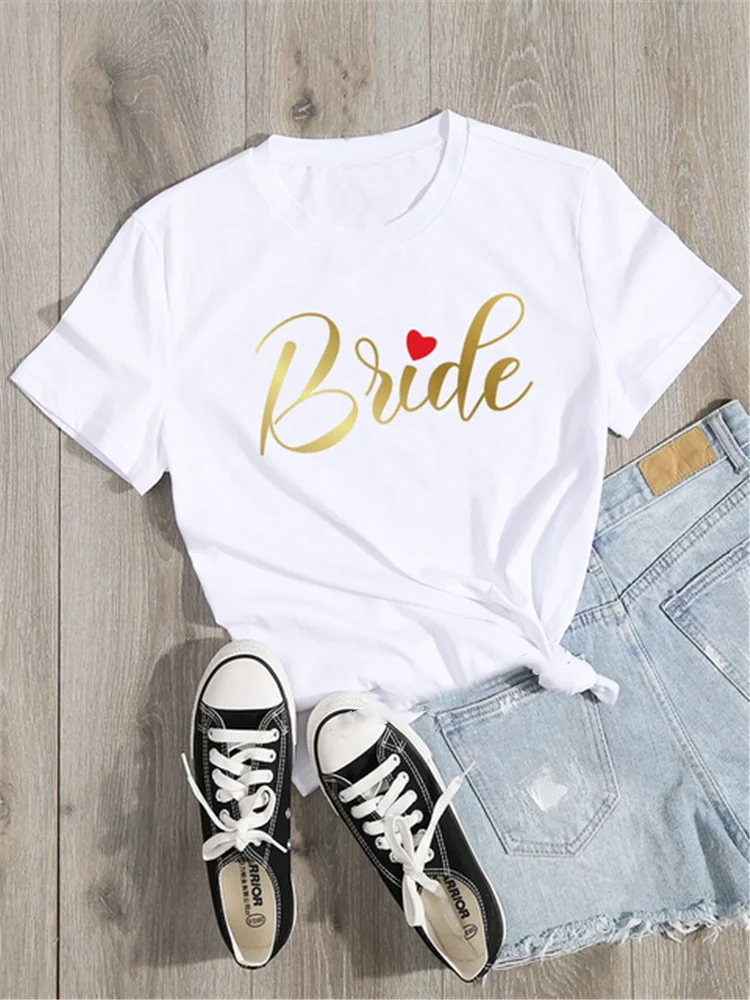 2023 Team Bride Bachelorette Wedding Party Woment-Shirts Fashion Clothing Short Sleeve Clothes Cute Young Girl T Shirt