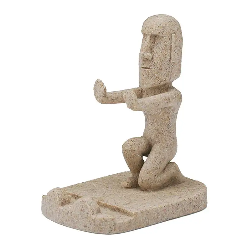 Resin Phone Stand Easter Island Phone Holder For Desk Funny Smartphone Holder Cute Figurine Decor For Cell Phones Tablets