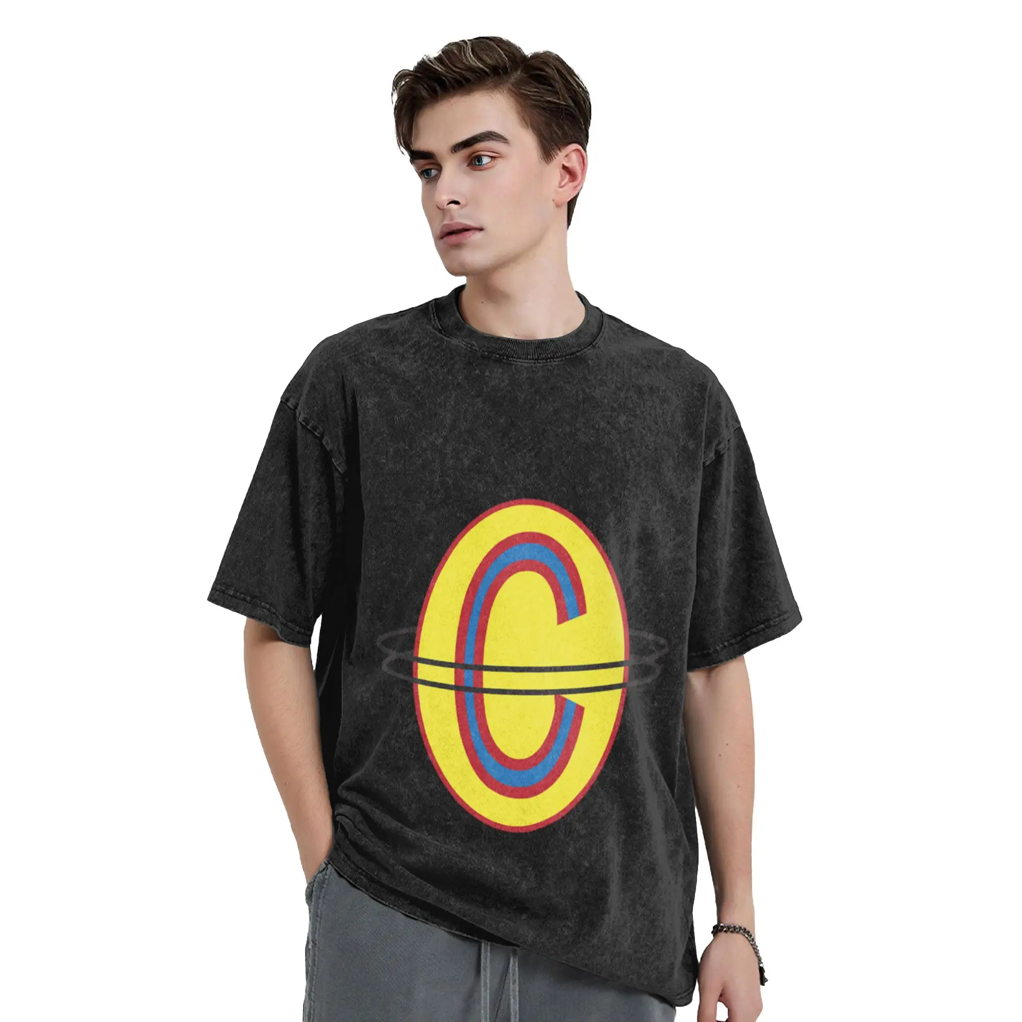 Captain Save-A Unique Trendy A Washed T Shirt Men's Oversized Cotton Tees Tops