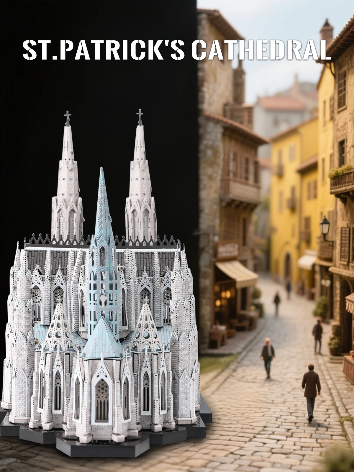 Piececool 3d kits de construção de modelo de metal catedral de são patrício 3d quebra-cabeças de metal diy artesanato para adultos presentes de provocador de cérebro