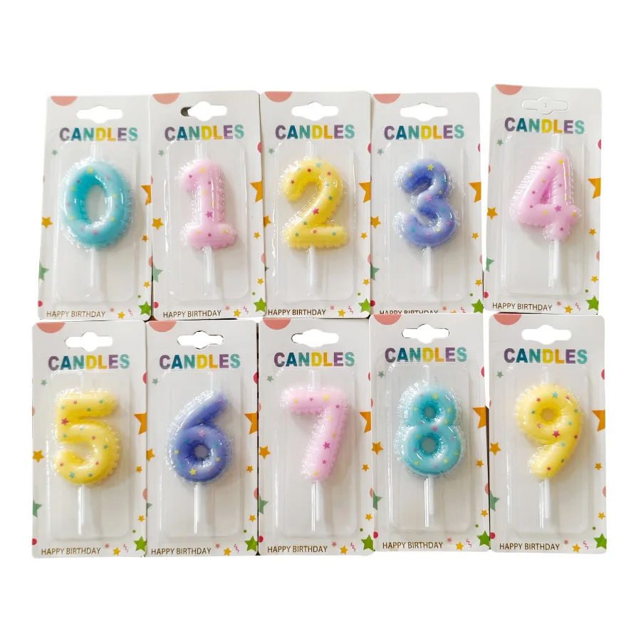 

1pc 0-9Number Colorful Stars Candles Are Used for Various Birthday Party Cake Decorations To Record Life Mini Candle Gift Giving