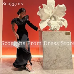 Scoggins Black Mermaid One-Shoulder Floor-Length Robes Bal De Promo Vestidos De Fiesta فساتين سهرة Elegant Party Dresses