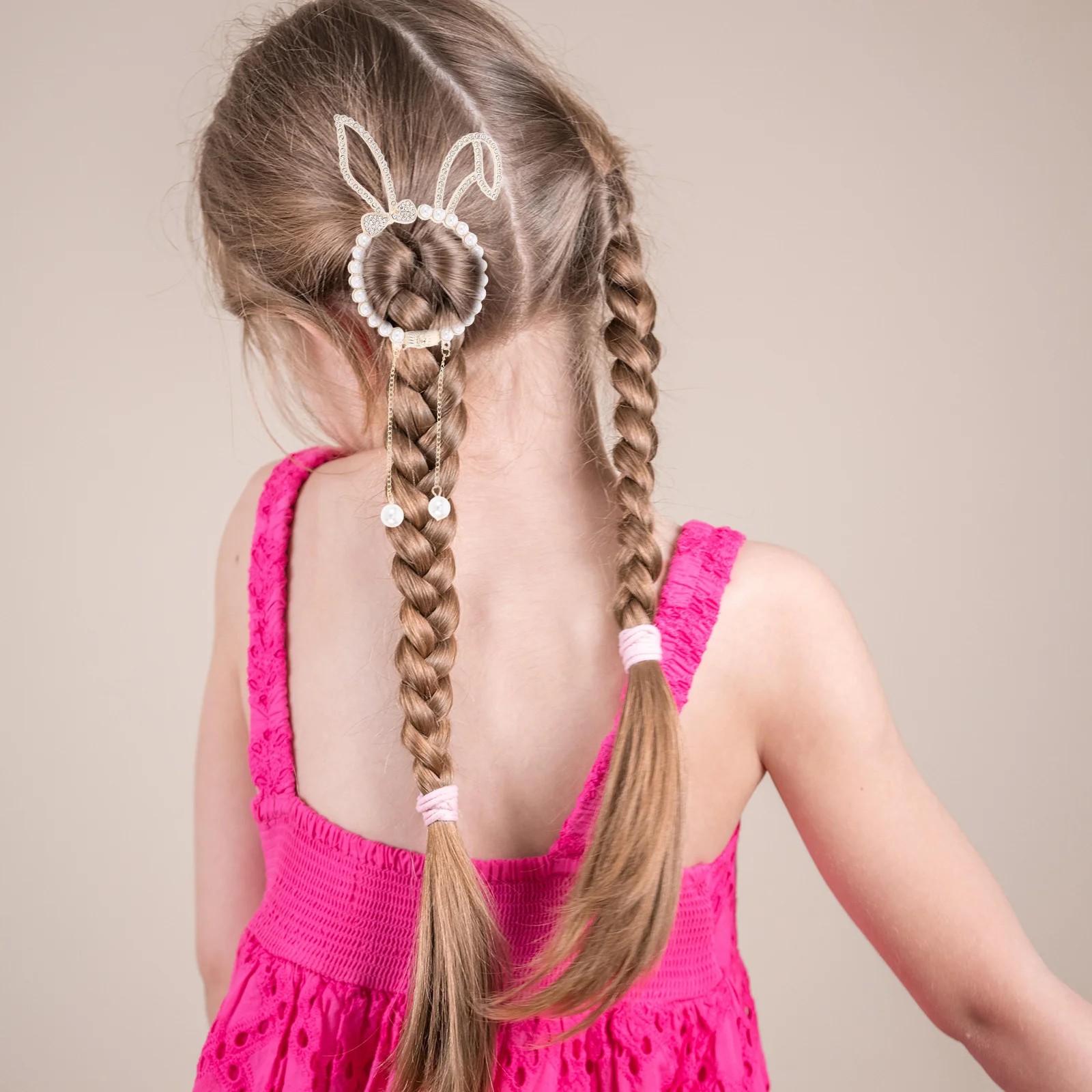 

2Pcs Girls Hair Accessories Bun Clips Tassel Ponytail Holder Secure Claw Clip for Kids Stylish Hairstyles Parties School Daily