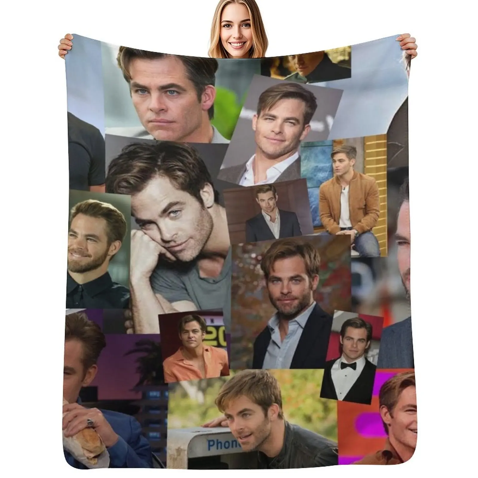 Chris Pine collage Throw Blanket Fashion Sofas Decorative Sofas Bed linens Blankets For Sofas halloween Quilt Blankets