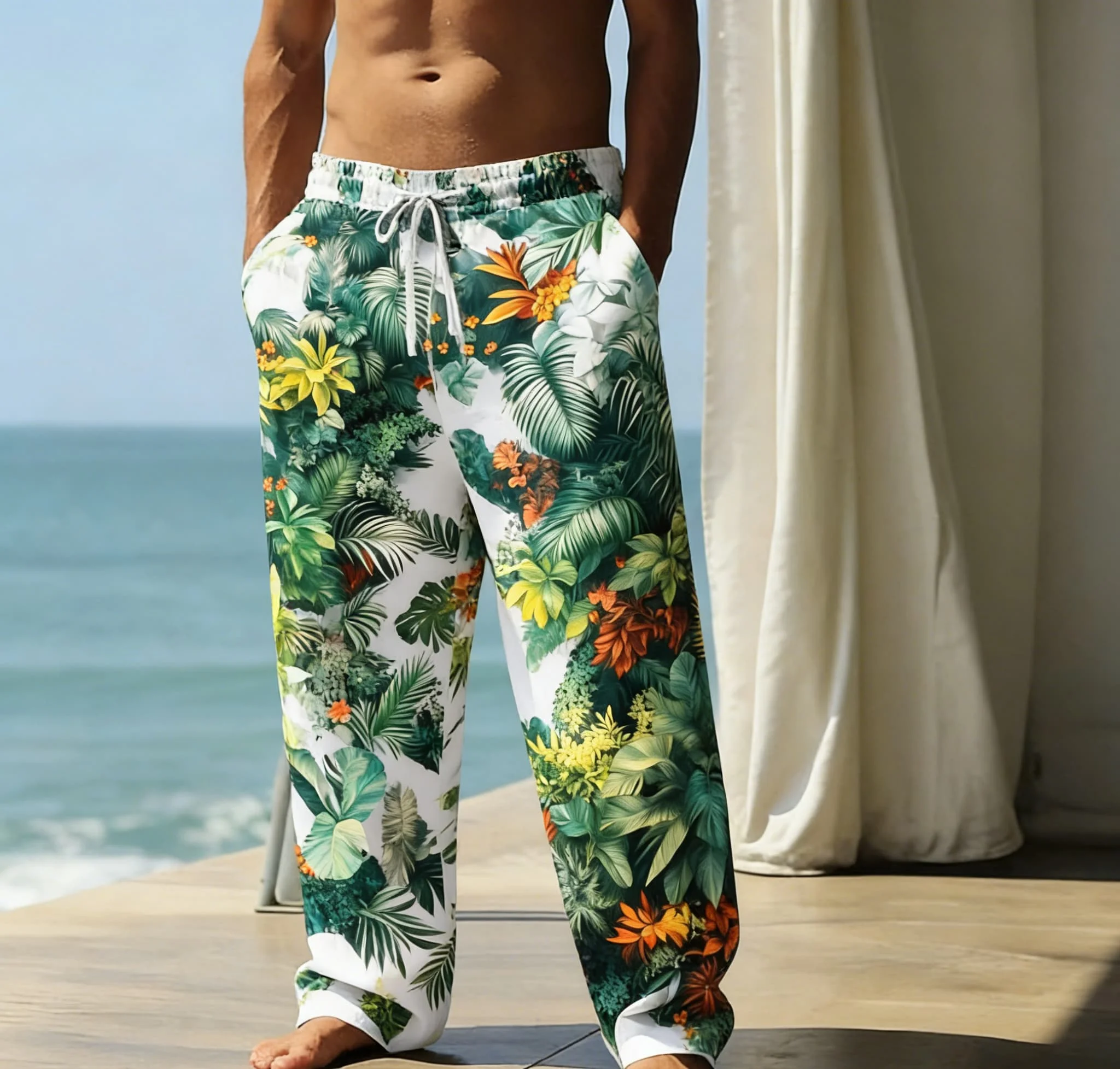 Neue Sommer-Sporthose mit dünnem, atmungsaktivem, elastischem Bund und Aufdruck von schwarzen Katzen und japanischer Tinte – Detail 6
