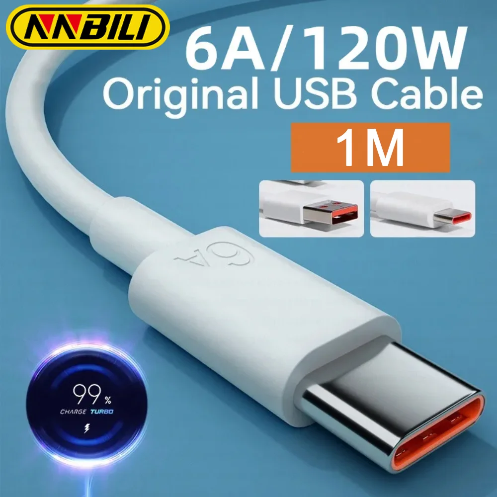 NNBILI 오리지널 USB C 타입 충전기 케이블, 터보 고속 충전, 샤오미 14 13 12 11 울트라 포코 X6 X7 레드미 K70 K60 K40, 6A, 120W  Best5