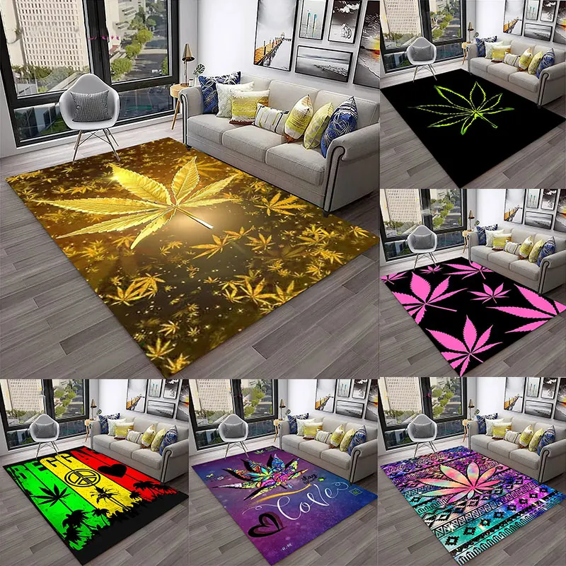 Alfombra de hoja de arce con plantas de hierba para el hogar, sala de estar, dormitorio, sofá, sala de juegos, felpudo, decoración de cocina, alfombra antideslizante