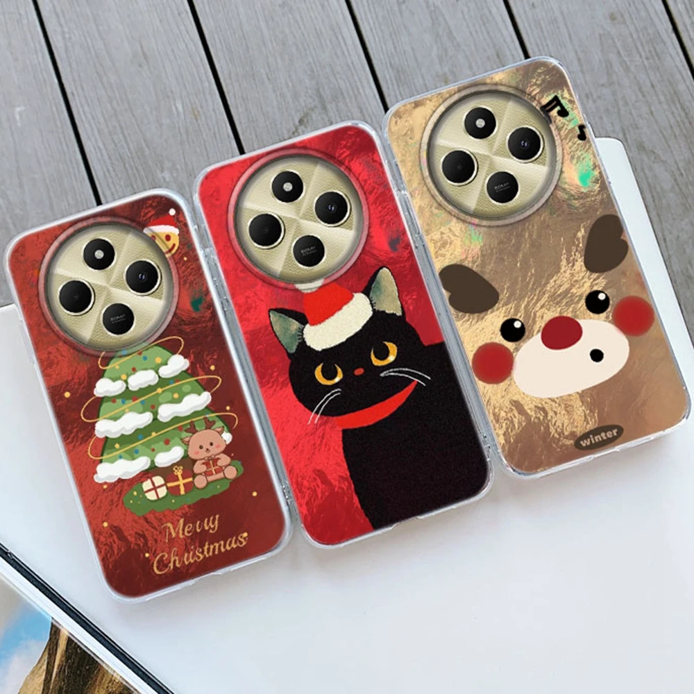 

Cute Christmas Cat Girls Phone Case For Xiaomi Redmi 14C 13C 15C Note 15 14 13 12 11 10 9 8 Pro A3 A2 A1 Women Funda Cover Coque