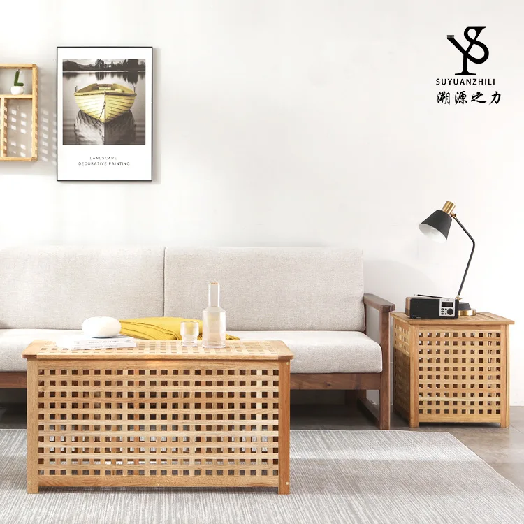 

Customized coffee table solid wood wholesale large covered storage bedside table can sit multi-specification wooden storage sofa
