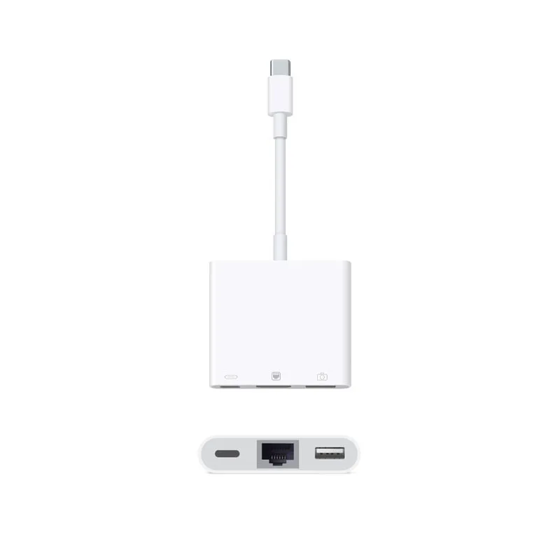 Apple MFi Certified USB C to Ethernet Adapter 2-in-1 RJ45 LAN Network Adapter with Type-C Charge Port 100M Data Transfer Speed