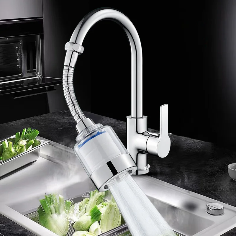 ​360° Universal Faucet Filter - Removable, High-Efficiency, Replaceable Cartridge - Kitchen & Bathroom Water Purifier