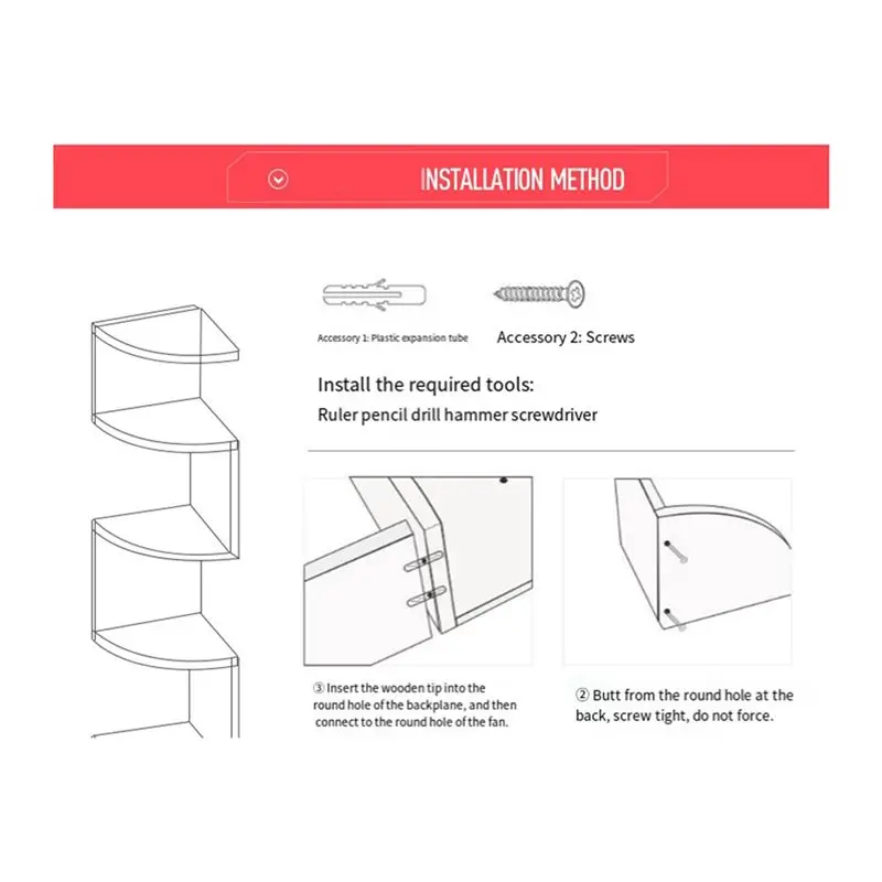 ABUL-Corner Shelf Corner Corner Punching-Free Wall Bedroom Living Room Corner Bookshelf Kitchen Triangle Cabinet Storage Rack - view 2