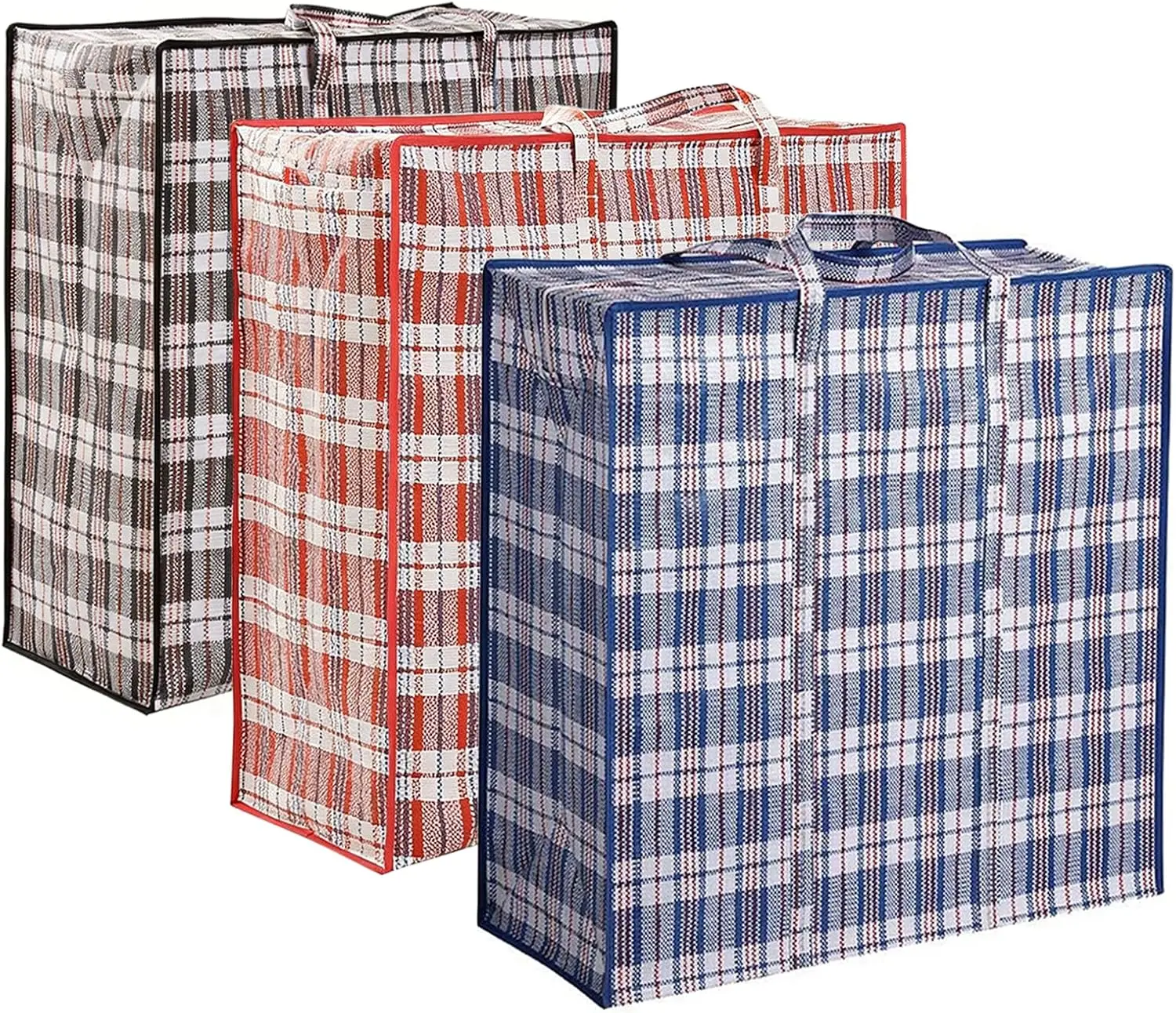 3 Pack 158L Extra Large Heavy-Duty Moving Bags, Equipped with Strong Zippers and Wrap-Around Handles, Durable Storage Totes for Packing and Moving