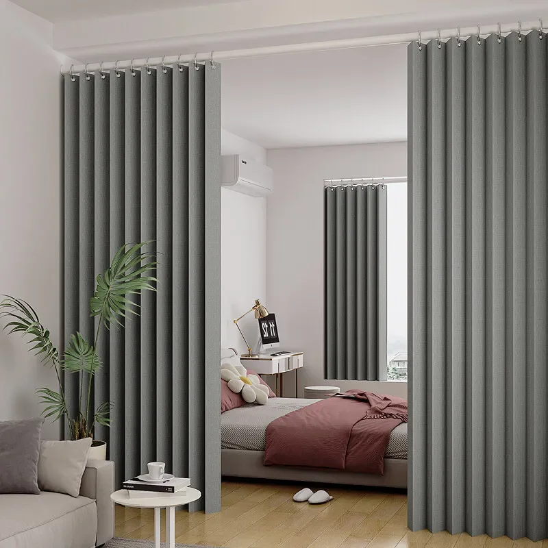 Sample Custom Partition Divider Curtains for Bedroom Living Room Pleated Folding Door Ways Sliding Privacy Screen Panel Drapes - Image 3