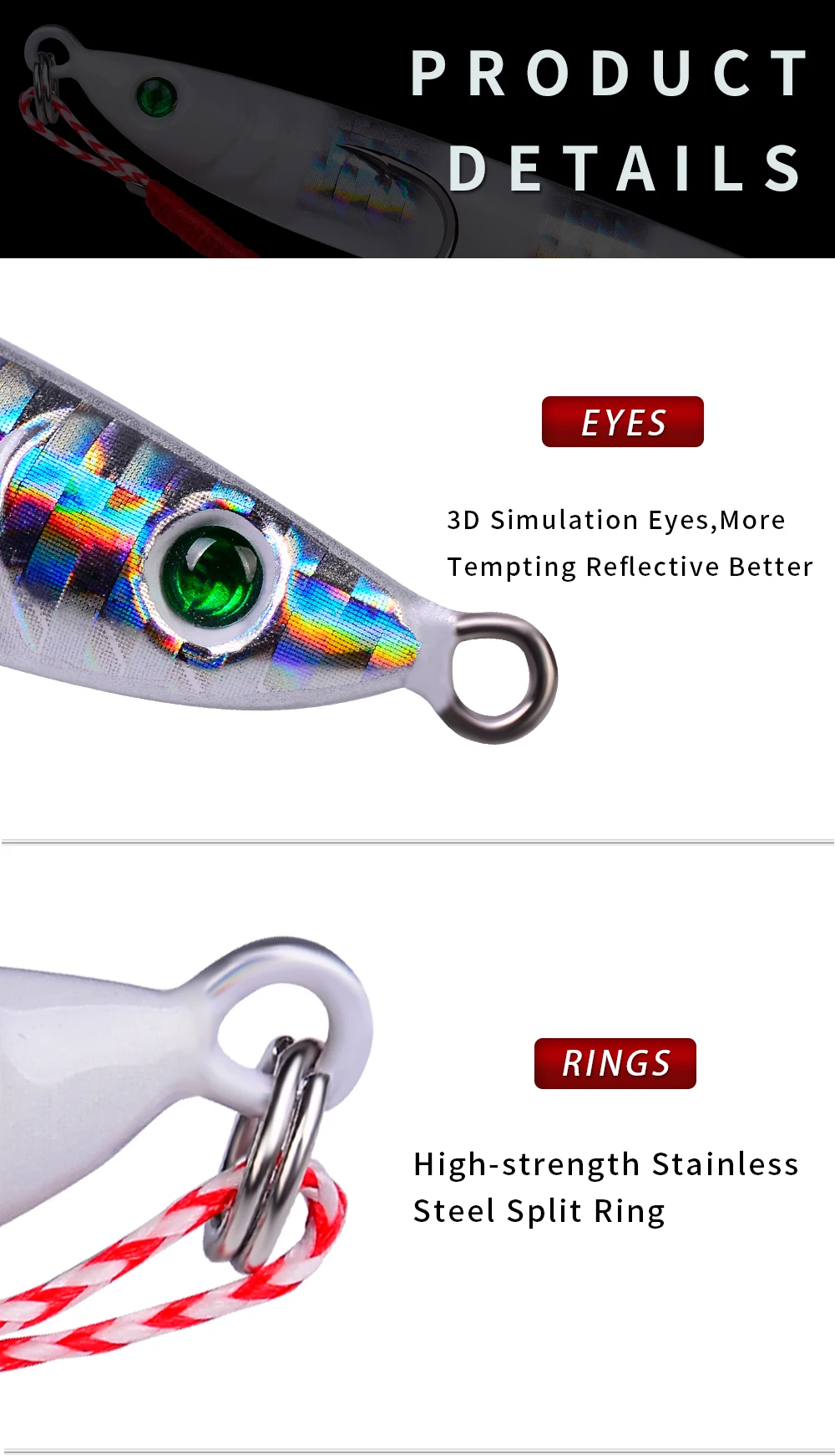 PROBEROS 5 stücke Metall Jig Angeln Lockt 7g 10g 14g 17g 21g 28g 40g 60g Guss Haken 3D Laser Künstliche Swimbait Meer Angelgerät – Detail 5