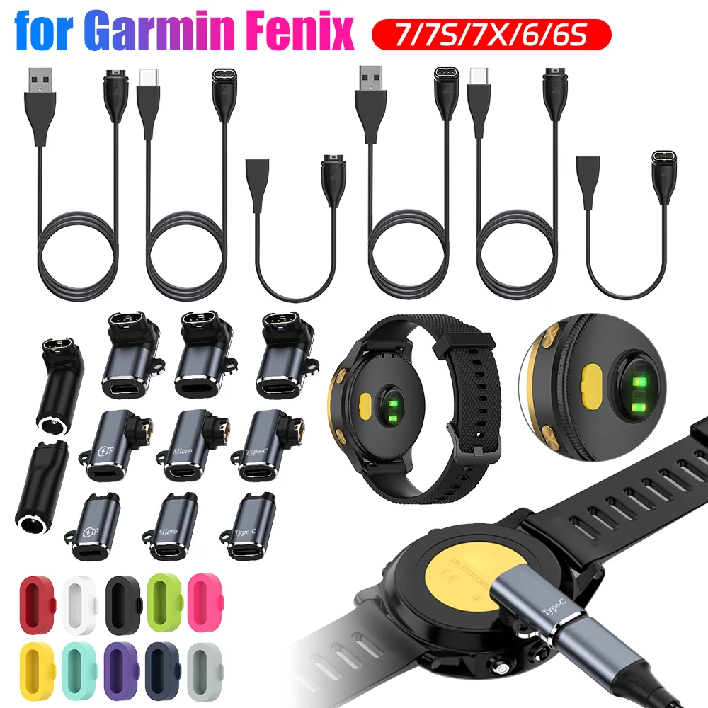 Charging Adapter For Garmin Fenix 7 7X 6 6S 5 5X Venu 2 2S Vivoactive 3 4 Type C/MicroUSB 8Pin Marq Watch Charger Dock Converter