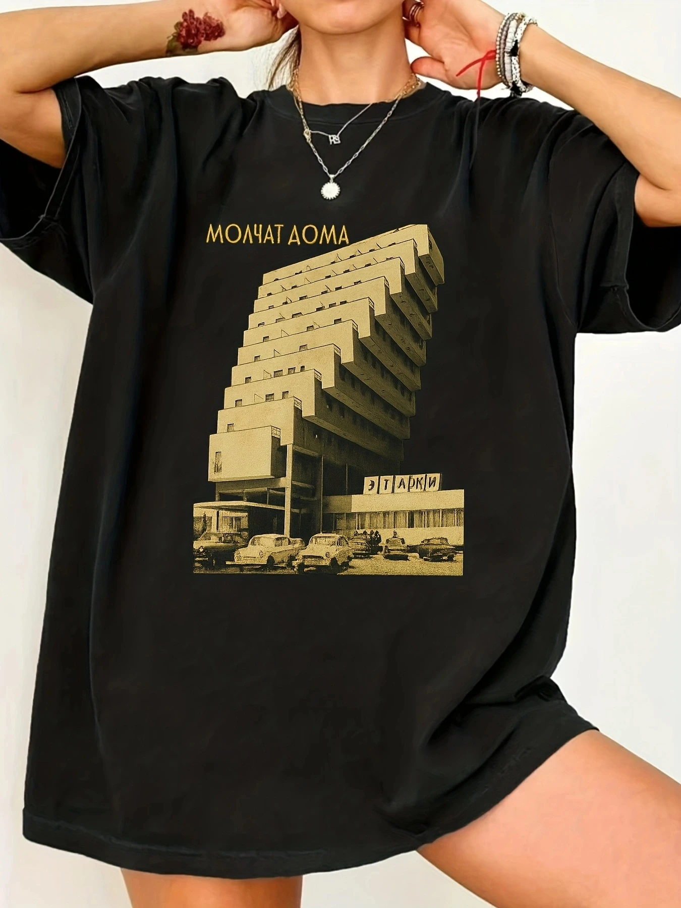 【WY10732】Camiseta feminina plus size com gola redonda e manga curta com meia manga elástica e estampas da moda