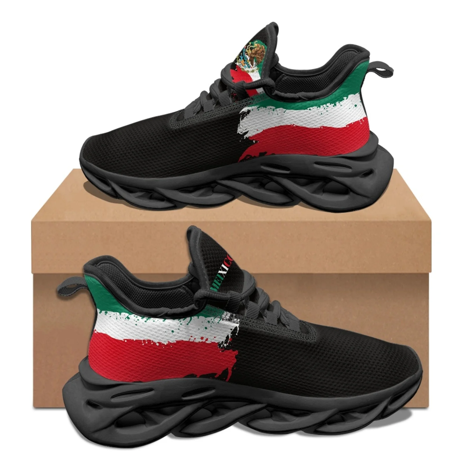 PENSTROLL Breathable Running Shoes Casual Fashion Sneakers for Walking Mens Mexico Flag Print