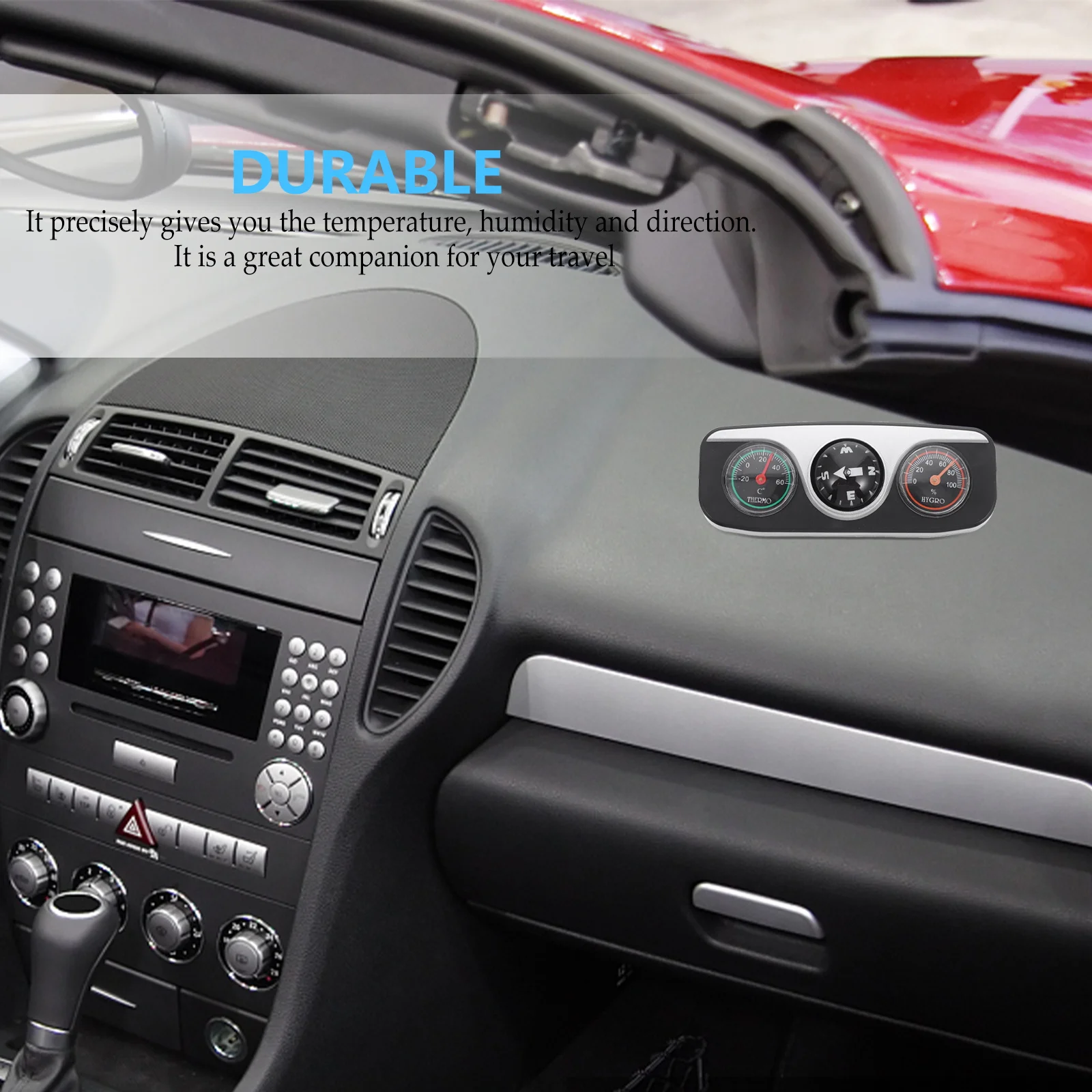 

3 in 1 Car Compass Thermometer Hygrometer ABS Material Dash Mount Navigation Direction for Cars Travel Accessories Car Decor