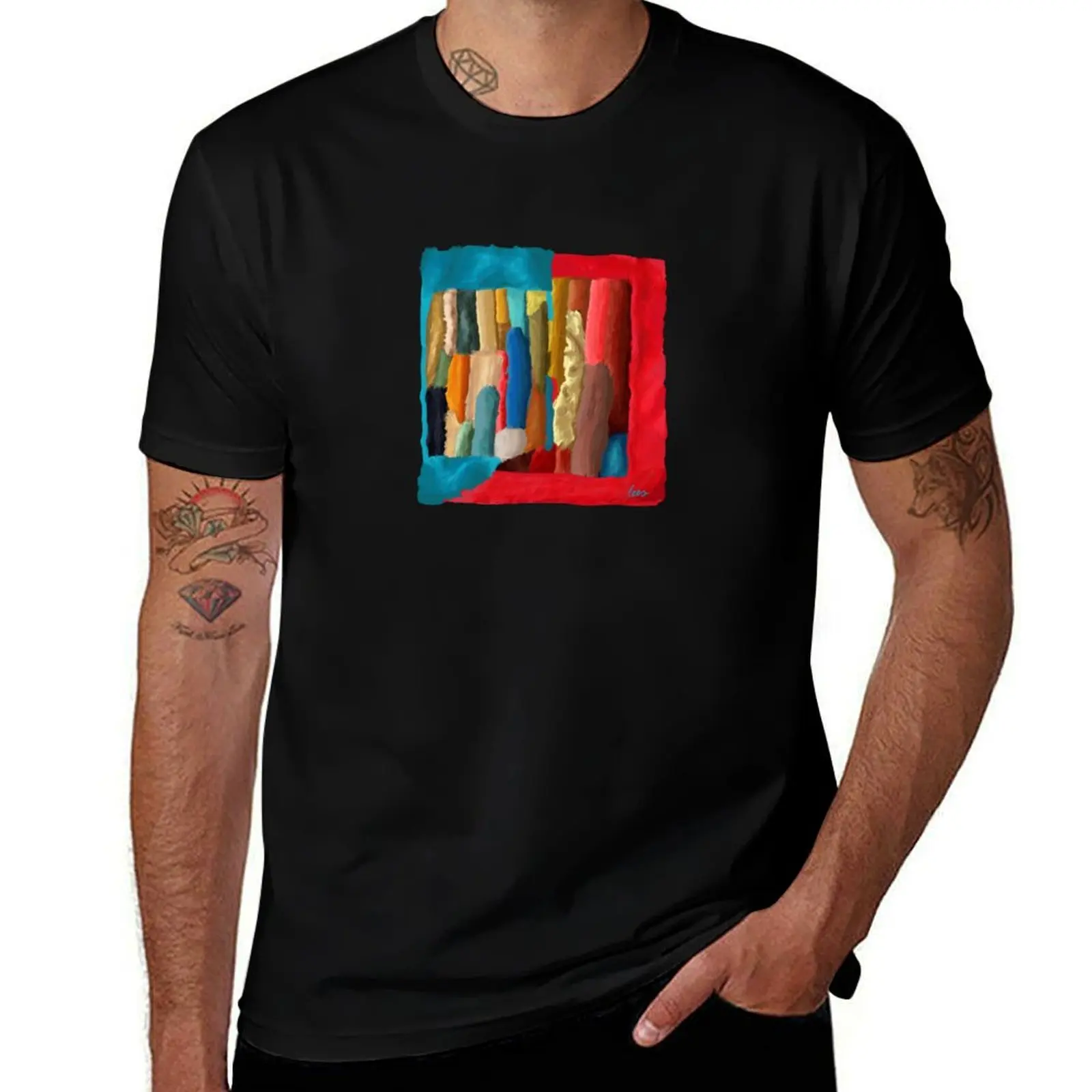 

Red blue abstract background T-Shirt oversized plus size tops mens designer t shirt