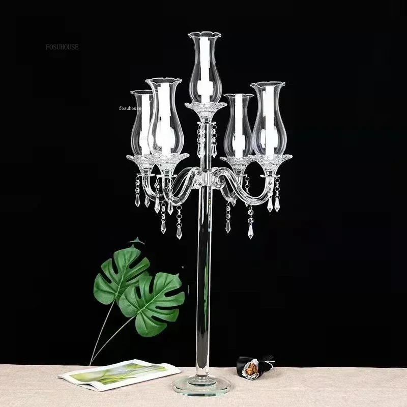 French Crystal Glass Candle Holders Wedding Candlestick Ornaments European Home Decoration Luxury Dining Table Candle Decoration