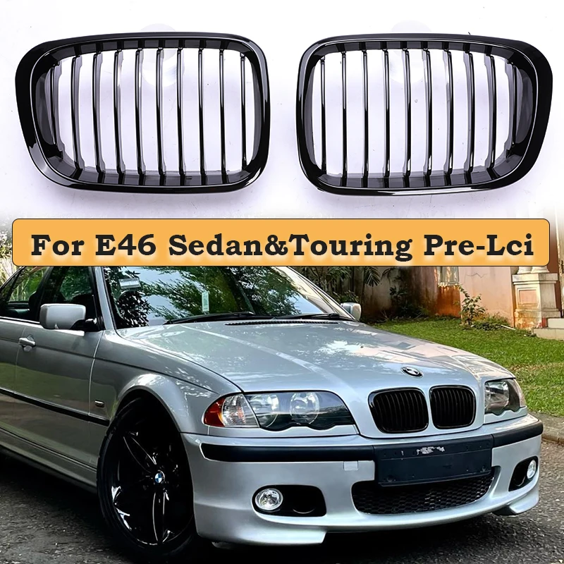 

Gloss Matte Black Chrome M Color Single Line Grille Kidney Grill For BMW 3 Series E46 4-Door Sedan Touring 330i 320i 325i 328i