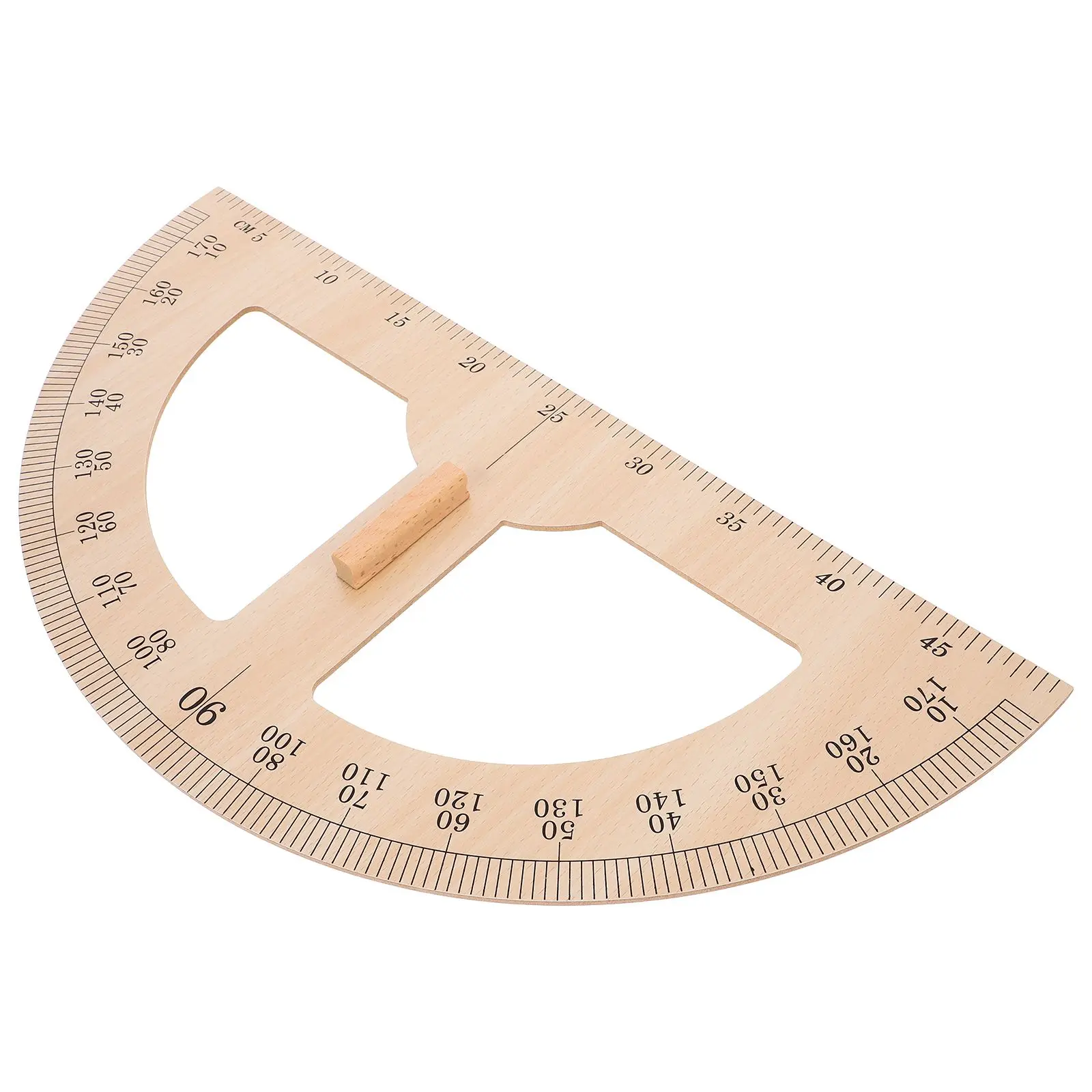

Wooden Protractor Teaching Aids Large Scale Ruler Reusable Wood Measuring Tool for Classroom Educational Supplies