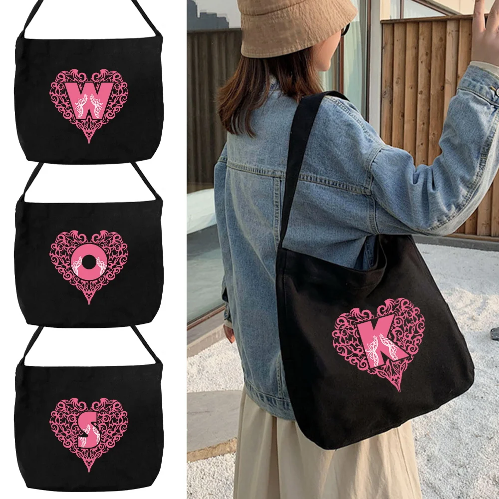 

Shoulder Bags Shopping Bag Aesthetic Travel Tote Bags Versatile Love Letter Printing Series Handbag WomenBag Commute Organizer