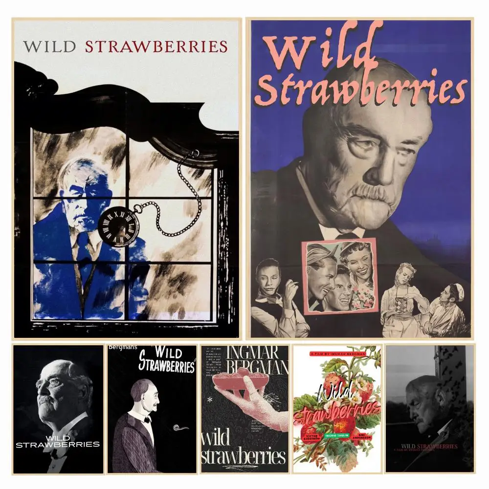 classic movie W-Wild Strawberries-S Painting Calligraphy Boho Botanical Decor for Living Room Elegant Home Style