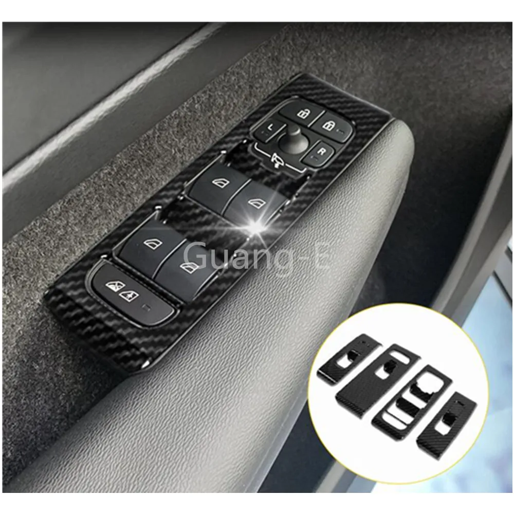 Car Cover Door Window Glass Inner Panel Armrest Lift Switch Button Trim Frame 4PCs For Volvo XC40 2018 2019 2020 2021 2022 2023