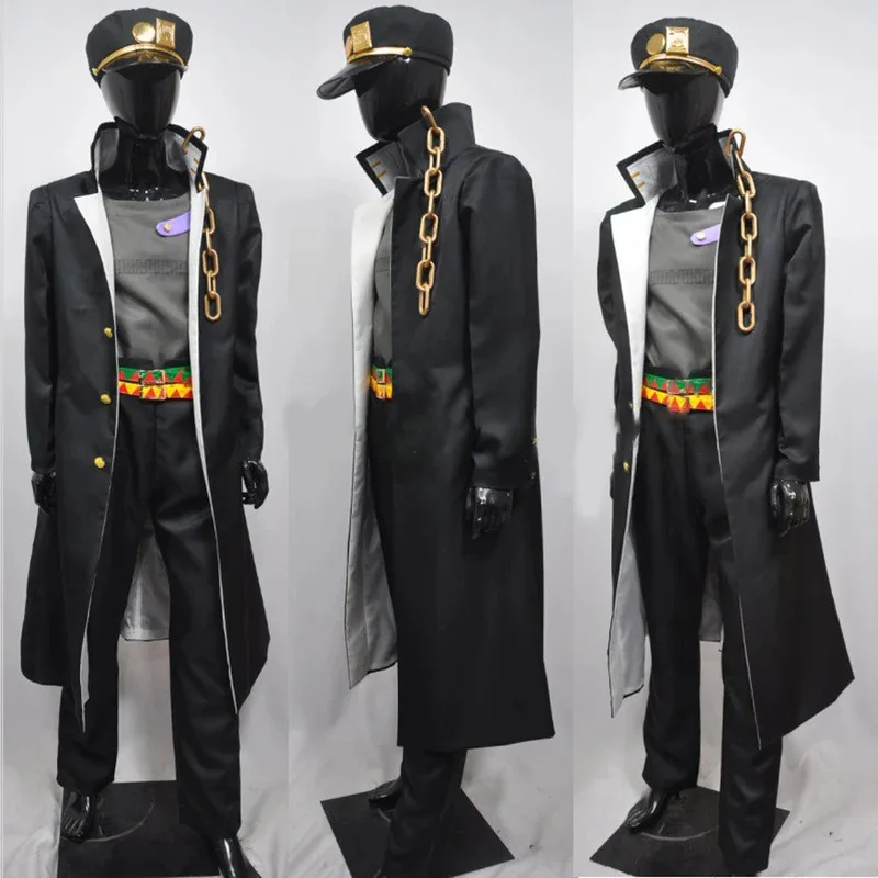 Parte 3 Stardust Crusaders Kujo Jotaro Kujo traje negro uniforme Anime Cosplay disfraz fiesta temática de Halloween