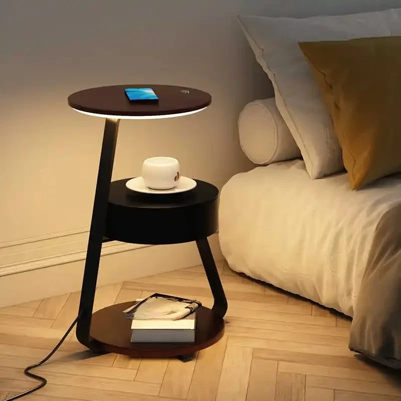 مصباح أرضي LED إبداعي حديث مع رف لغرفة النوم وغرفة المعيشة بجانب السرير وإضاءة طاولة القهوة وتخزين ديكور المنزل