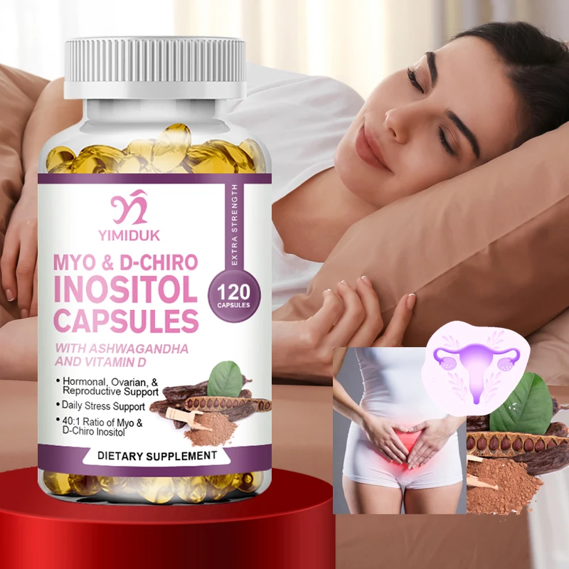 

Капсулы Myo Inosito и D-Chiro Inositol с корнем Ashwagandha и балансом гормона витамина D3 для женщин, регулирует менструальный цикл