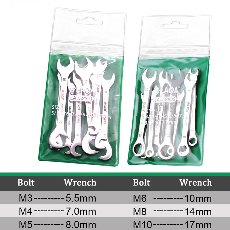 LAOA Mini Open Wrench Sets Stainless Steel Thin Spanner Combination Spanner Convenient small wrenchConvenient small wrench