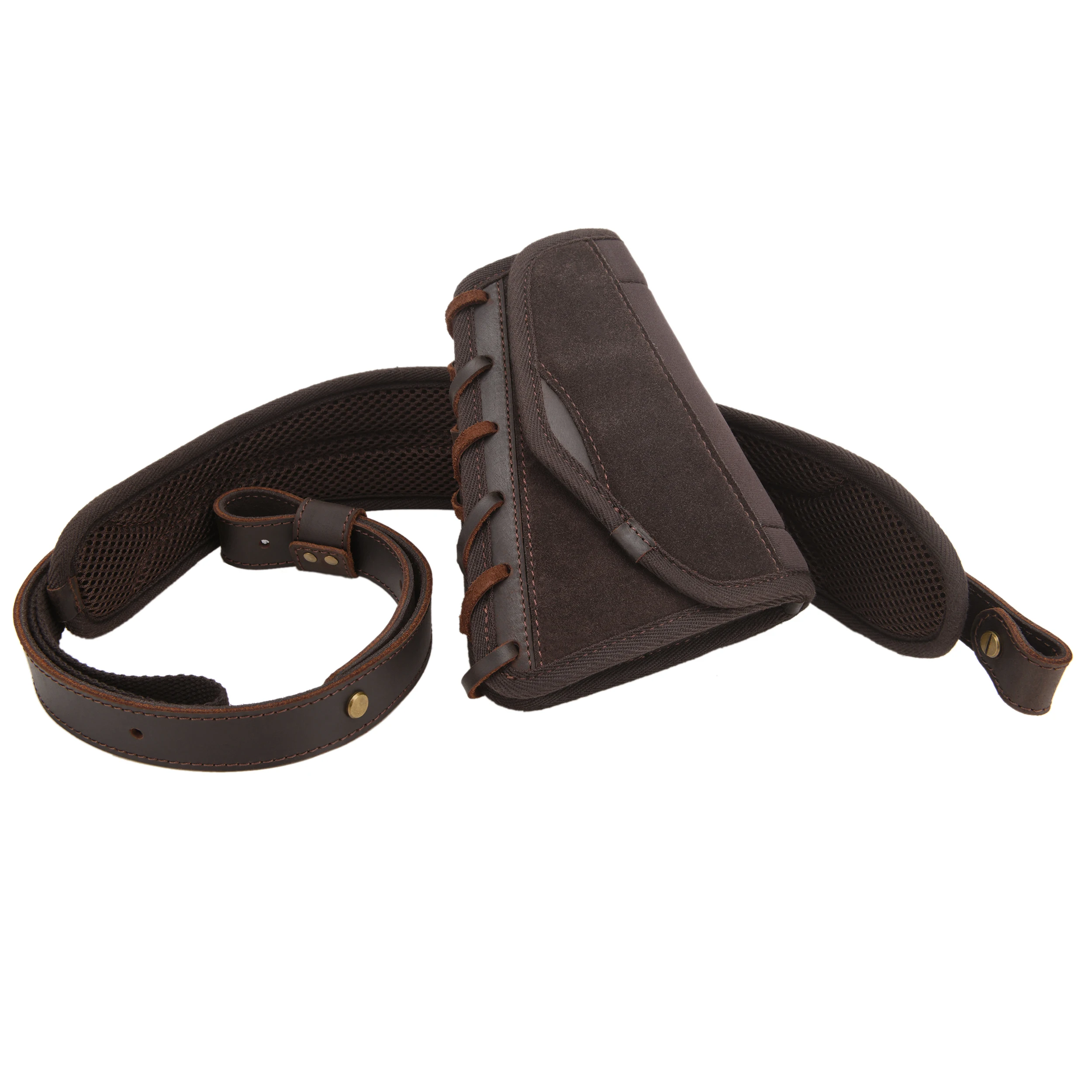 Hunting Set Of Leather Butttsock Shell Holder Cheek Rest With Gun Shoulder Sling for Rifle , Shotgun .308 .45-70 .30-30 .22