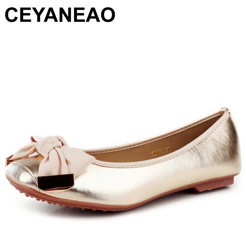 CEYANEAO Spring Autumn Soft Leather Flats for Women Sweet Flat Heel Fashion Women\'s Flats Office Laides Brand Shoes Woman E1061