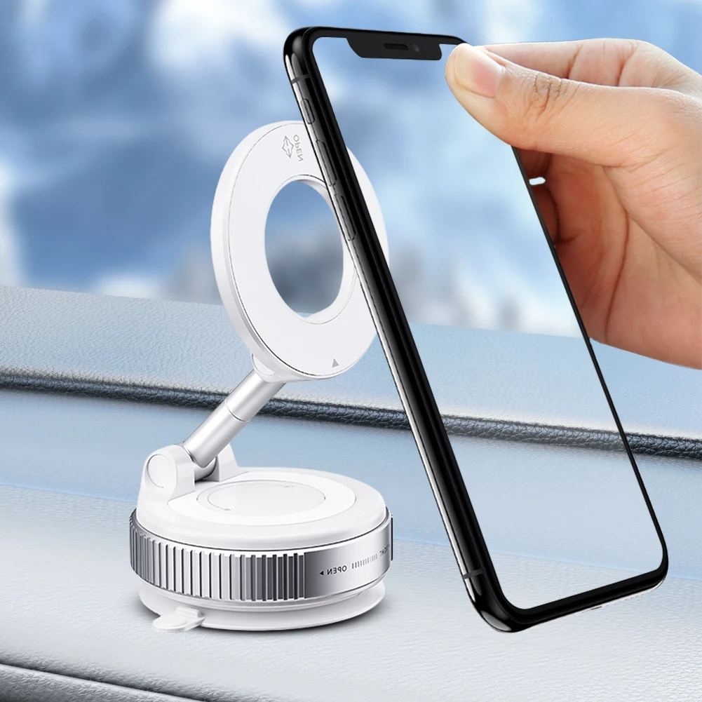 

Magnetic Vacuum Car Mount Phone Holder Vacuum Suction Cup Car Phone Stand Folding Mobile Phone Stand for Gym Bath Shower