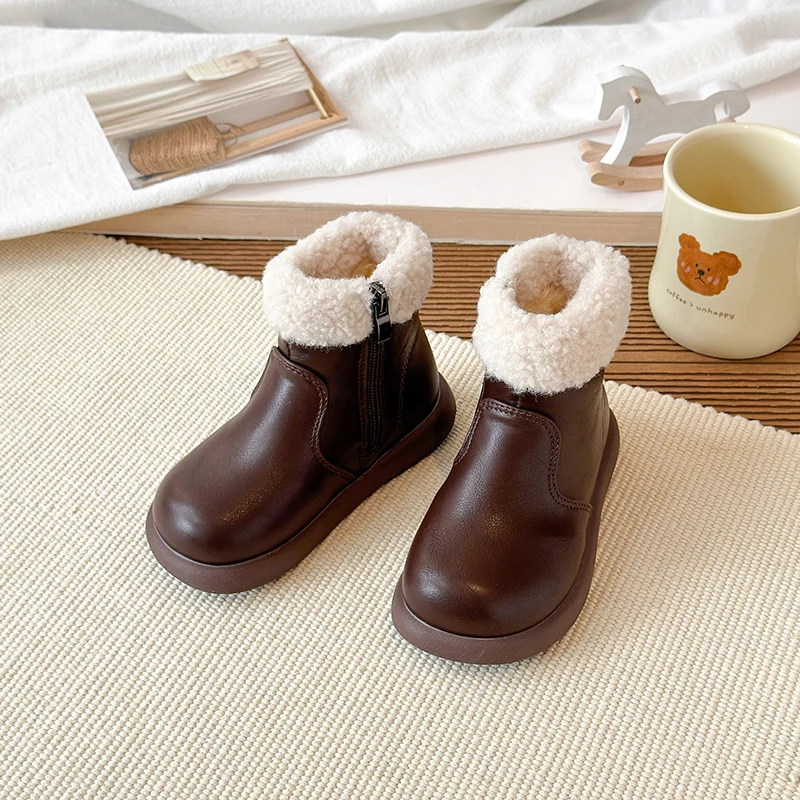 

Winter Kids Causal Plush Boots 2025 New Hot Sale Children's Warm Cotton Boots Outdoor Classic Girls Furry Ankle Boots Fashion