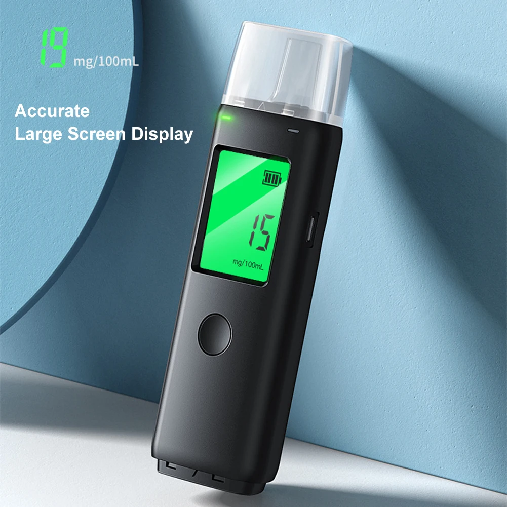 Portable Breathalyzer Professional Alcohol Tester High Accuracy Digital Display Rechargeable Breath Tester Tool with Mouthpiece