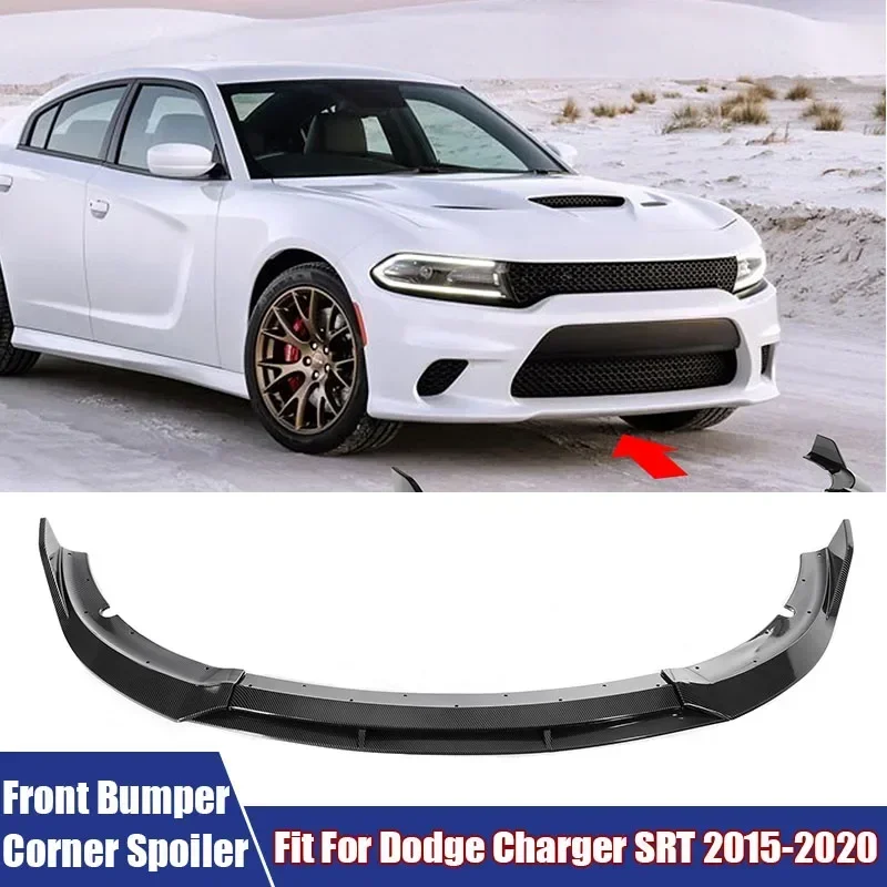 4pcs/Set Front Bumper Corner Spoiler Winglet Splitters Fit For Dodge Charger SRT 2015-2020 Carbon Fibre Bumper Protector Covers