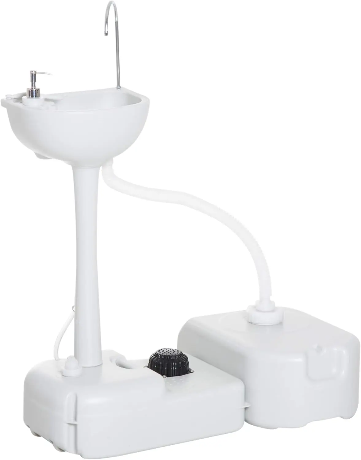 

Portable Camping Sink, Handwashing Station Basin with 4.5 Gallon Tank, 6.3 Gallon Recovery Tank, Rolling Wheels & Soap Dispenser