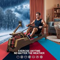 Fysiq Rowing Machine for Home: Wooden Water Rower with Vertical Water Tank, Bluetooth Compatible, for Users up to 210 cm Tall