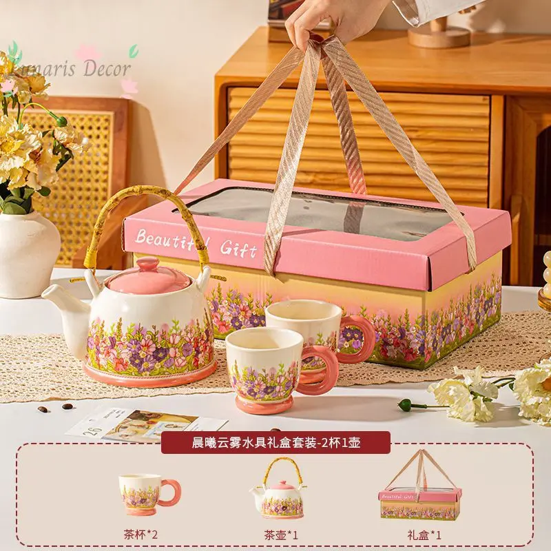 Girlfriend ceramic water set household living room hospitality teapot housewarming gift box