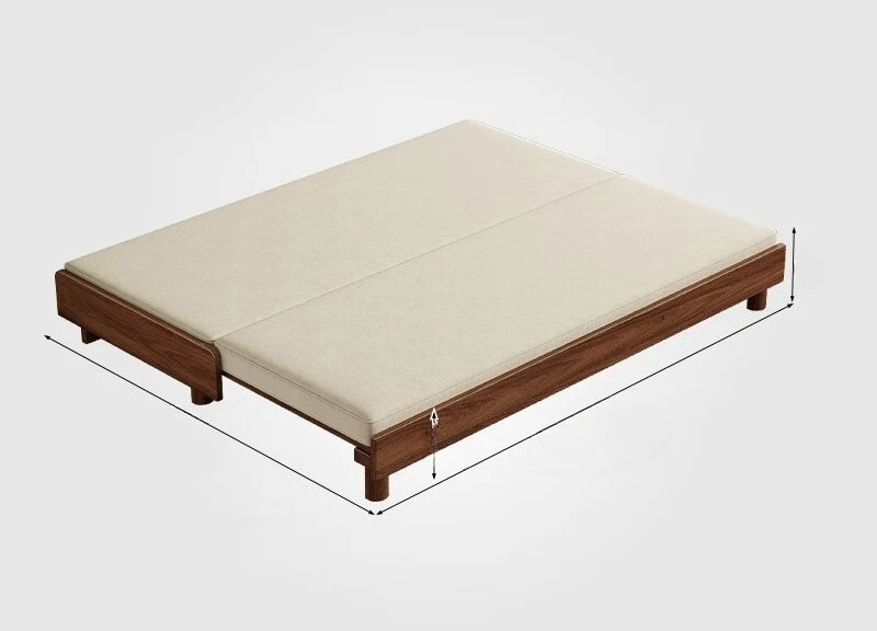 

Новый диван-кровать из цельного дерева в китайском стиле кремового цвета, складная двуспальная телескопическая кровать для небольшой квартиры из черного ореха