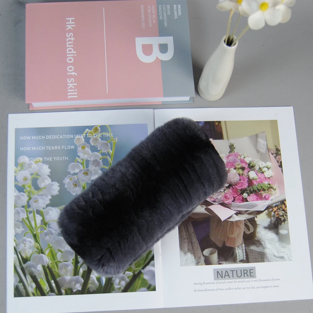 New Russia Winter Women Real Rex Rabbir Fur Scarf Good Elastic Real Rex Rabbit Fur Headbands Natural Rex Rabbit Fur Ring Scarves